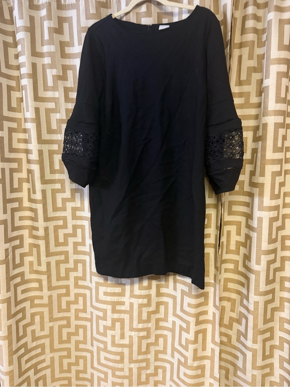 Chico's Black Tunic with Crochet Sleeve Panels